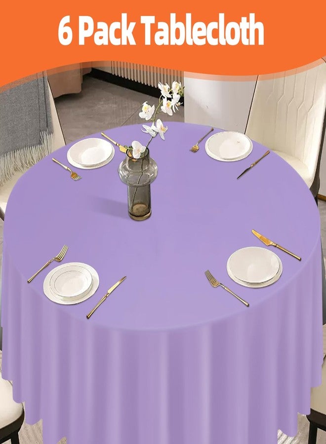 tujol Lavender 6 Pack Plastic Table Cloth 84", Disposable Round Tablecloth Table Cover, Plastic Tablecloths for Parties - Image 5